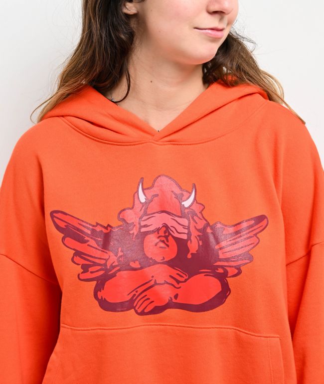 Boys Lie Red Flag Orange Crop Hoodie - thumbnail 3