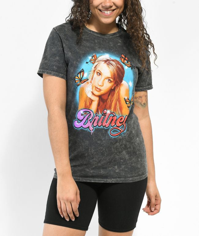 Britney Spears Butterfly Black Washed T-Shirt