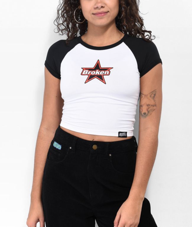 Broken Promises Astral Black & White Raglan Crop T-Shirt