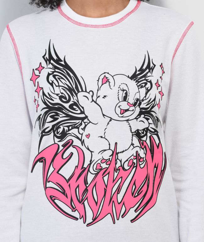 Broken Promises Bear Hug White Long Sleeve T-Shirt - thumbnail 3