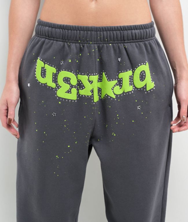 Broken Promises Beware Rhinestone Grey Sweatpants - thumbnail 3