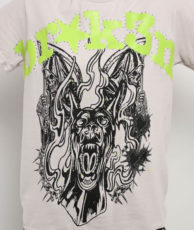 Broken Promises Beware Rhinestone Grey T-Shirt - thumbnail 3