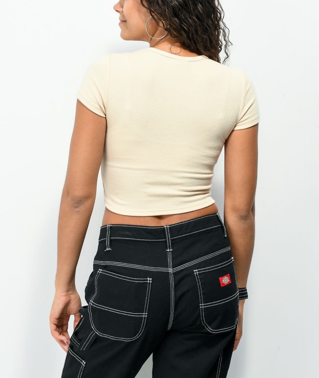 Broken Promises Catch Feelings Cream Crop T-Shirt - thumbnail 3