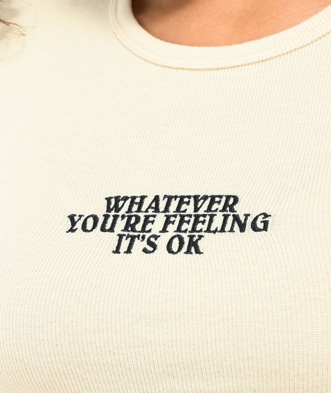 Broken Promises Catch Feelings Cream Crop T-Shirt - thumbnail 2