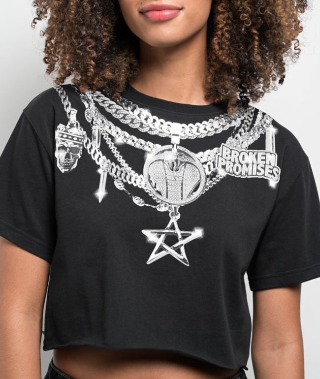 Broken Promises Chaoscharm Black Crop T-Shirt - thumbnail 3