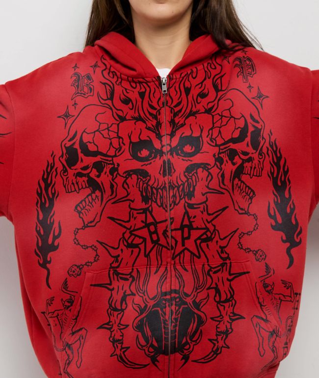 Broken Promises Chaotic Harmony Red Zip Hoodie - thumbnail 3