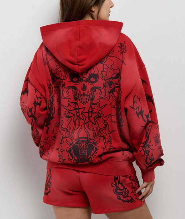 Broken Promises Chaotic Harmony Red Zip Hoodie - thumbnail 2