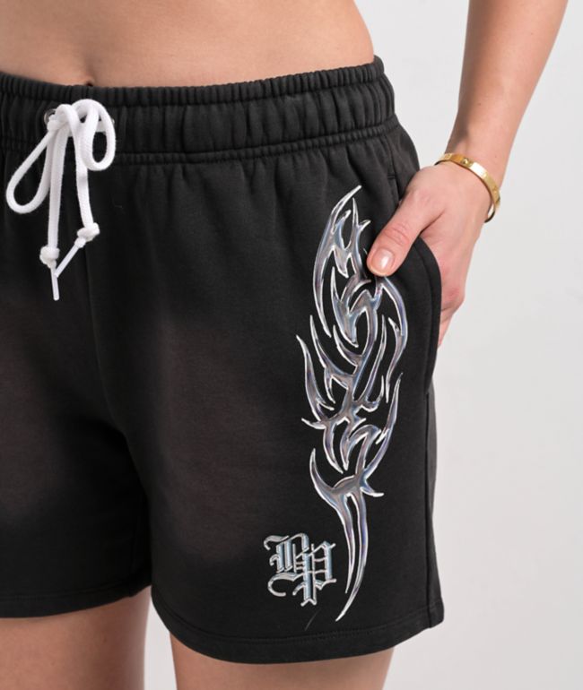 Broken Promises Chromium Black Wash Sweat Shorts - thumbnail 3