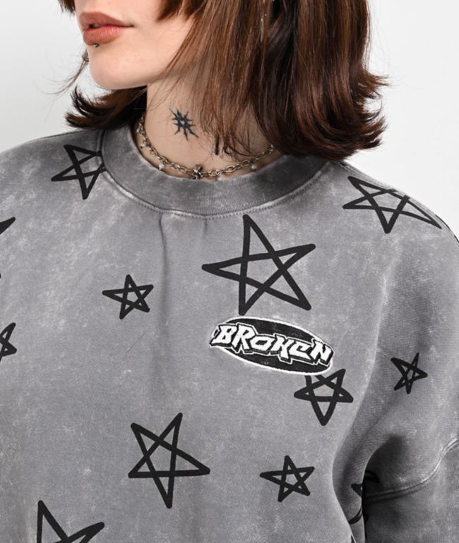 Broken Promises Chuck Grey Crop Crewneck Sweatshirt - thumbnail 3
