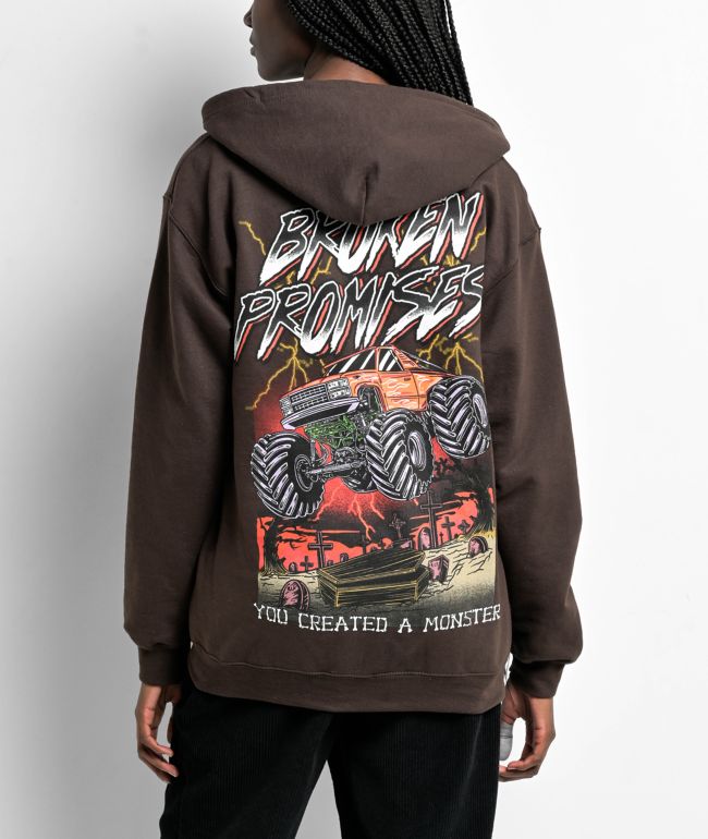 Broken Promises Coffin Jumper Brown Zip Hoodie