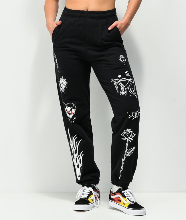 Broken Promises Crash And Burn Black Sweatpants