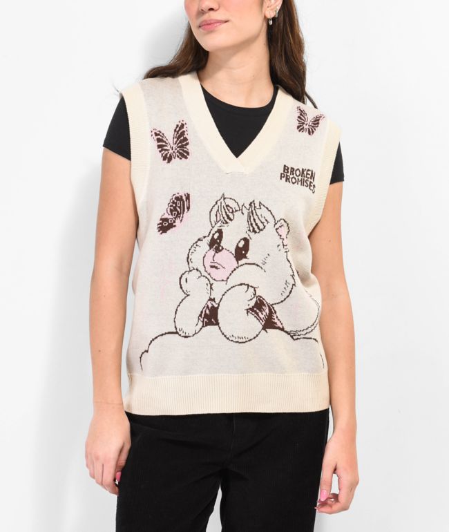 Broken Promises Cry Later Cream Sweater Vest