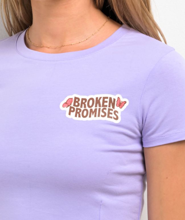 Broken Promises Cry Later Purple Crop T-Shirt - thumbnail 3