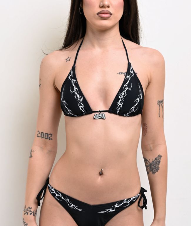 Broken Promises Cybersigilism Black Triangle Bikini Top