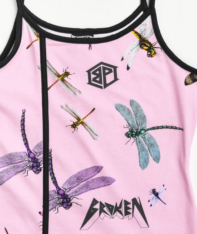Broken Promises Dragonflies Pink Tank Dress - thumbnail 3