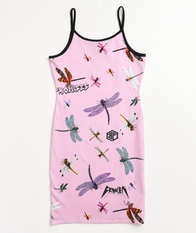 Broken Promises Dragonflies Pink Tank Dress - thumbnail 2