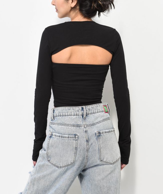 Broken Promises Edward Black Cut Out Long Sleeve Shirt - thumbnail 2