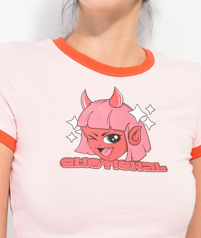 Broken Promises Emo Girl Pink Crop T-Shirt - thumbnail 3
