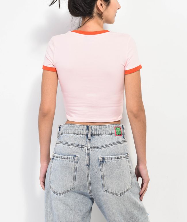 Broken Promises Emo Girl Pink Crop T-Shirt - thumbnail 2