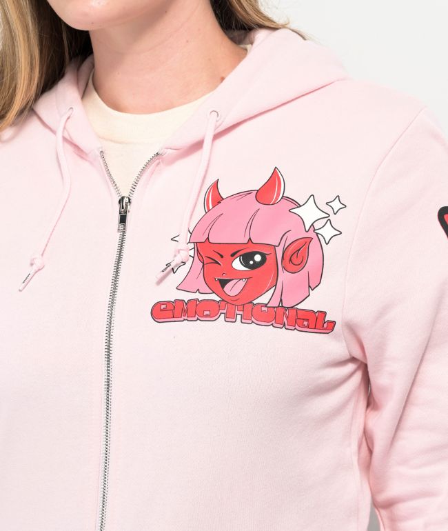 Broken Promises Emo Girl Pink Zip Hoodie - thumbnail 3