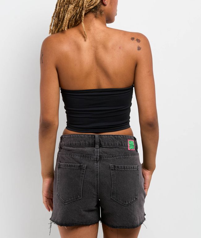 Broken Promises Emotionality Black Lace Up Tube Top - thumbnail 2