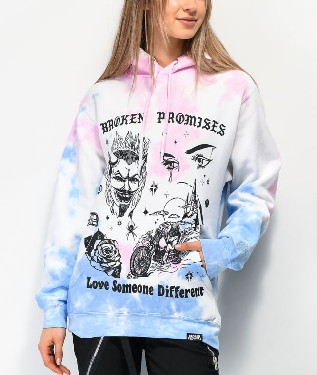 Broken Promises Enchanted Pink & Blue Tie Dye Hoodie