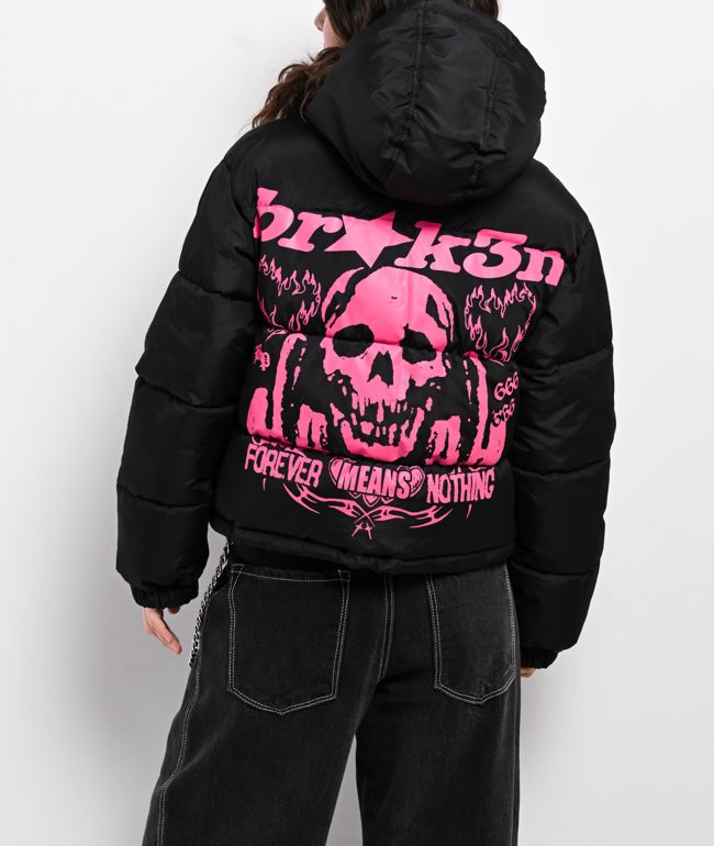 Broken Promises Faceless Black Puffer Jacket