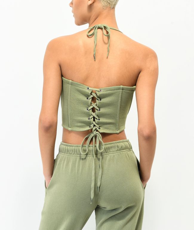 Broken Promises Fangs Fleece Corset Tank Top - thumbnail 2