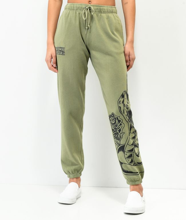 Broken Promises Fangs Green Sweatpants