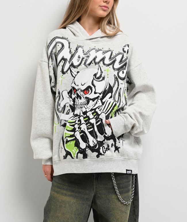 Broken Promises Get A Grip Heather Grey Hoodie