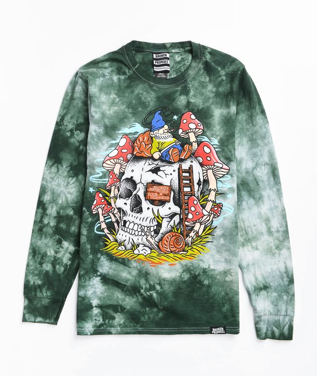 Broken Promises Gnome Grown Green Tie Dye Long Sleeve T-Shirt