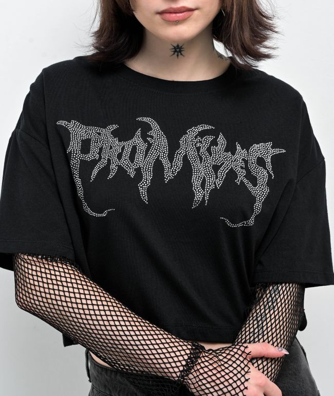 Broken Promises Graveyard Rhinestone 2Fer Long Sleeve T-Shirt - thumbnail 3