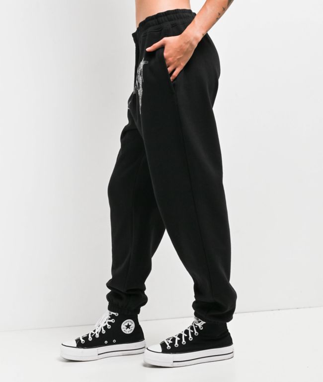 Broken Promises Graveyard Rhinestone Black Sweatpants - thumbnail 3