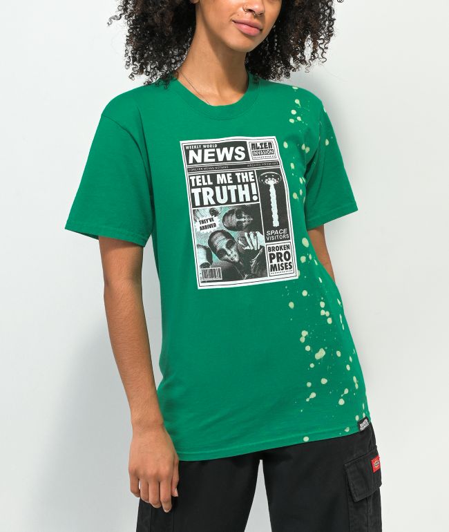 Broken Promises Headlines Splatter Green T-Shirt - thumbnail 2