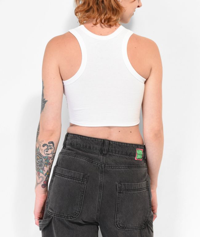 Broken Promises Heartthrob Skull White Crop Tank Top - thumbnail 2