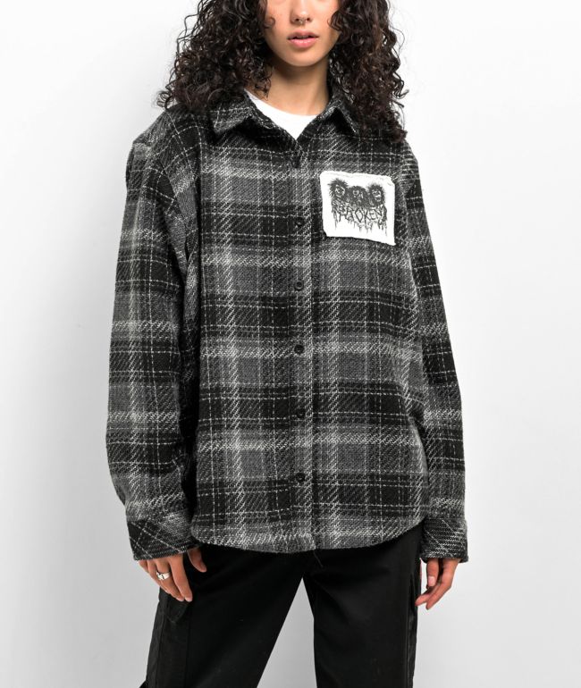 Broken Promises Holding On Black Flannel Shirt - thumbnail 3