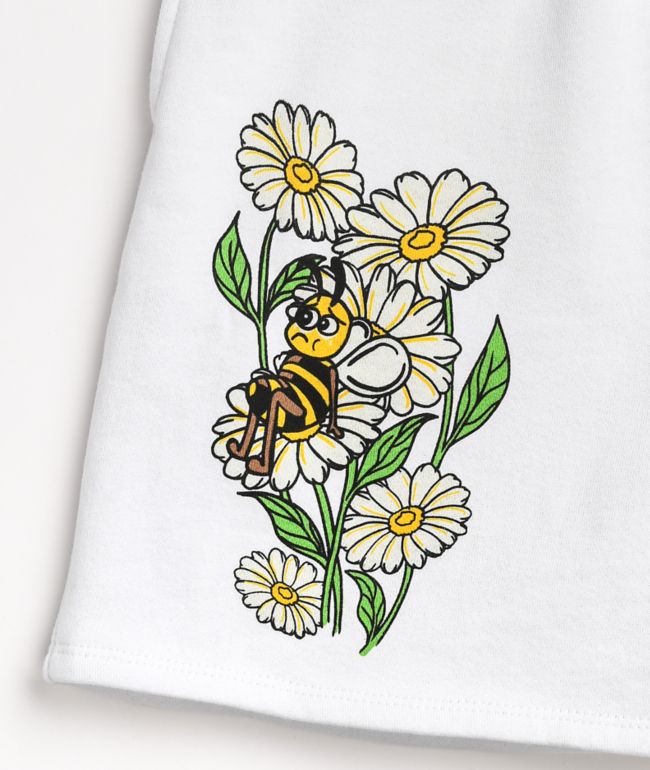 Broken Promises Honey Bee White Sweat Shorts - thumbnail 3