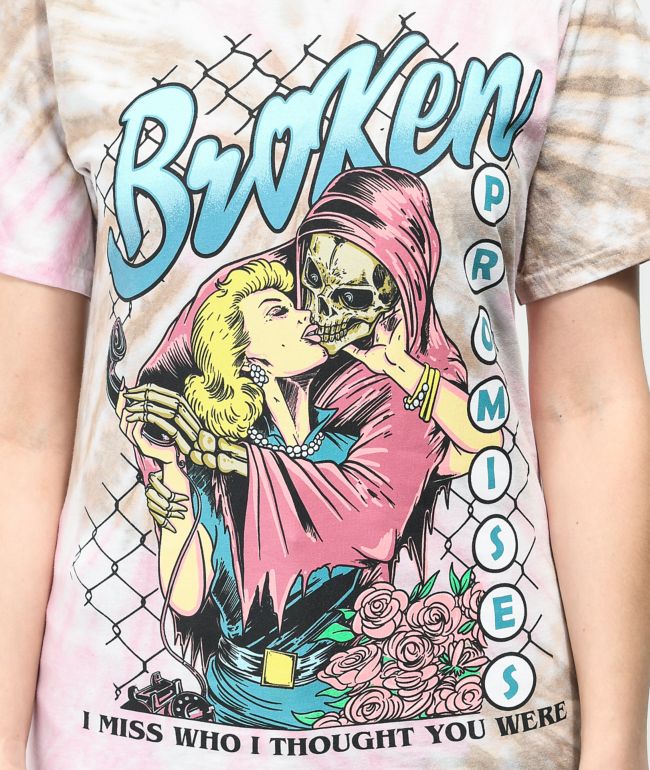 Broken Promises Hung Up Pink Tie Dye T-Shirt - thumbnail 2
