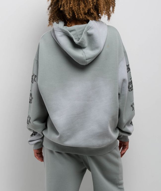 Broken Promises Hysteria Grey Rhinestone Hoodie - thumbnail 2