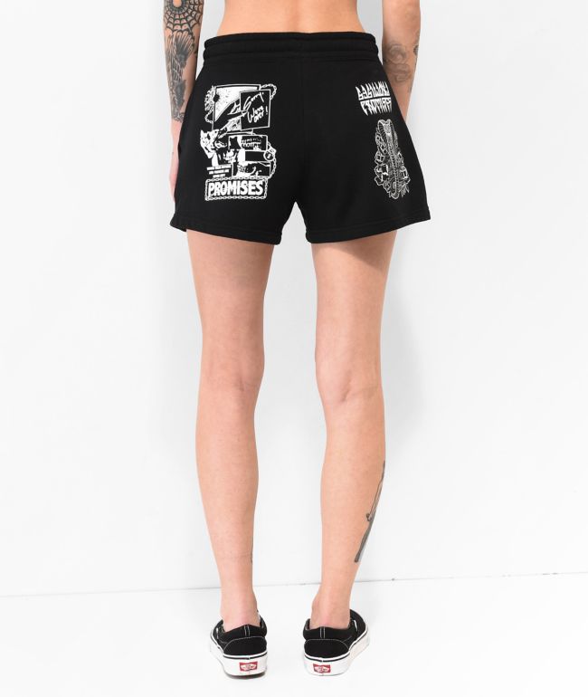 Broken Promises Immune To Love Black Sweat Shorts - thumbnail 2