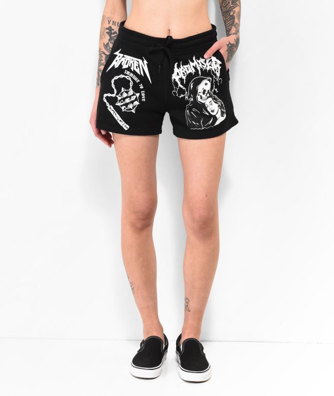Broken Promises Immune To Love Black Sweat Shorts