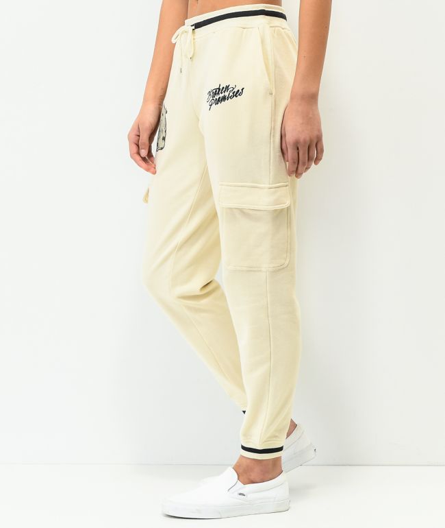 Broken Promises Jawbreaker White Cargo Sweatpants - thumbnail 3