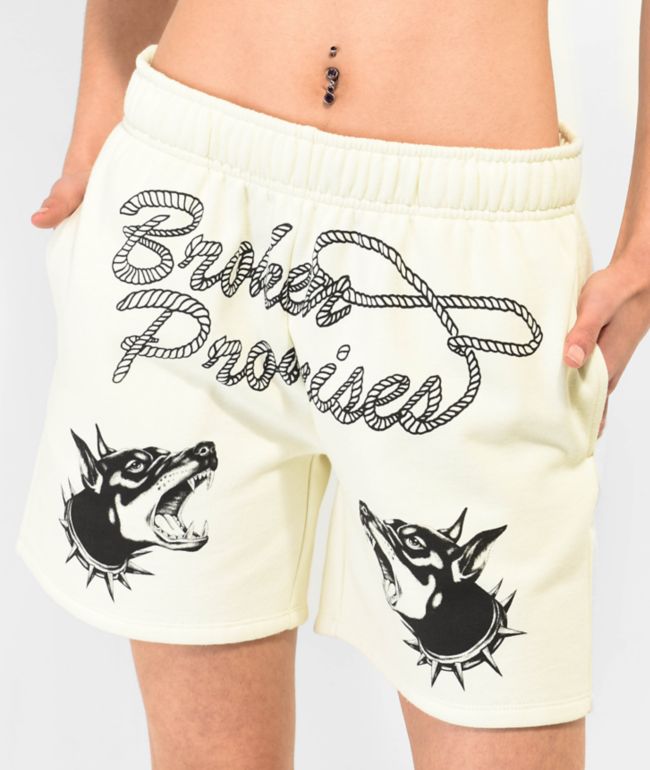 Broken Promises Lasso Cream Sweat Shorts - thumbnail 3