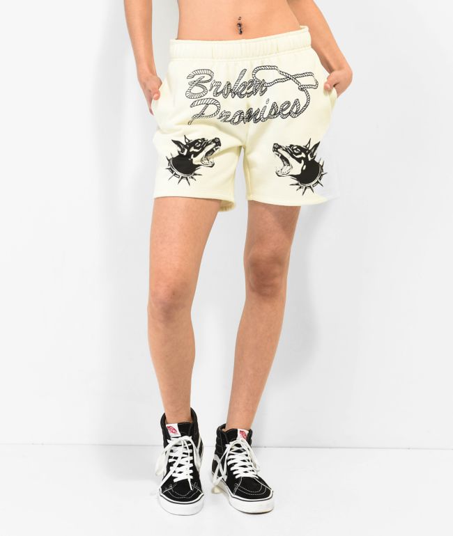 Broken Promises Lasso Cream Sweat Shorts