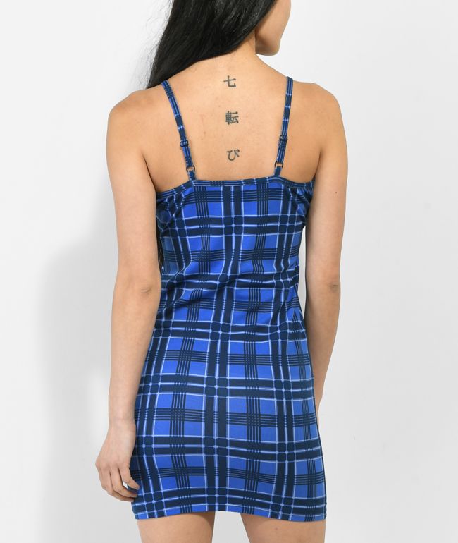 Broken Promises Leash Blue Plaid Tank Dress - thumbnail 2