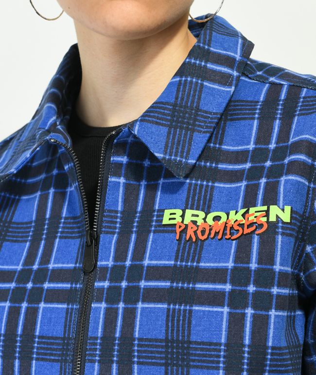 Broken Promises Leash Blue Plaid Work Jacket - thumbnail 3