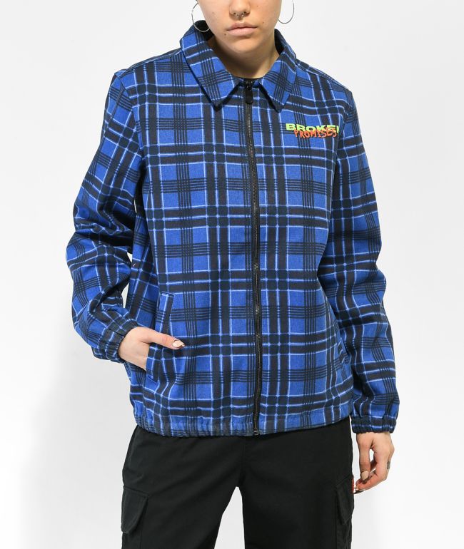 Broken Promises Leash Blue Plaid Work Jacket - thumbnail 2