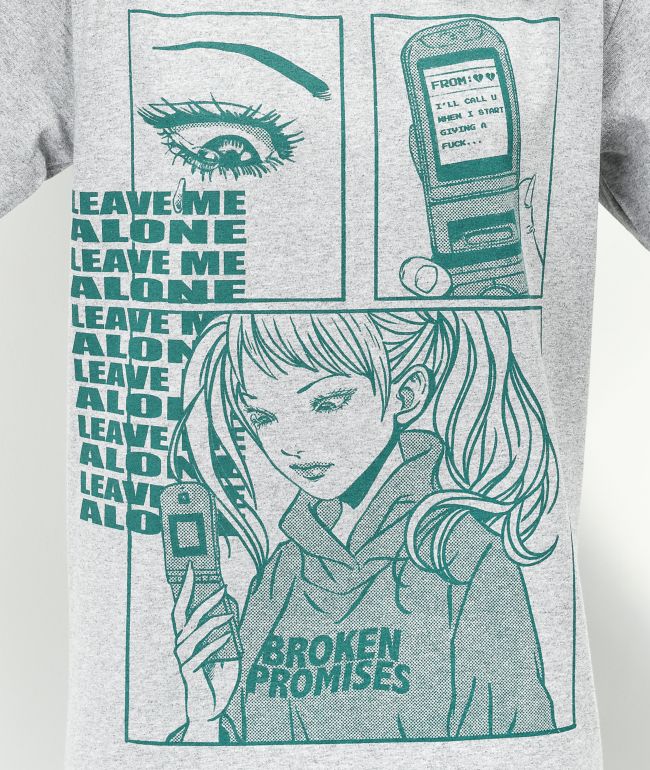 Broken Promises Leave Me Alone Grey T-Shirt - thumbnail 2