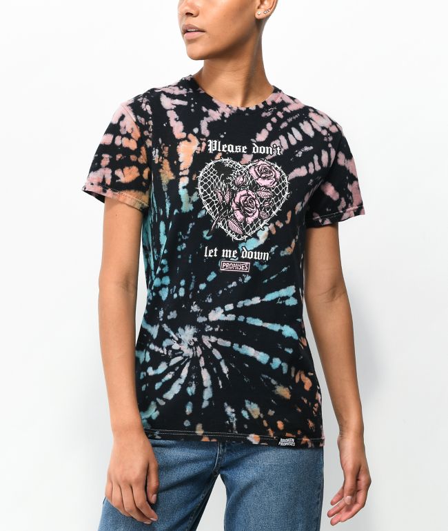 Broken Promises Let Me Down Rainbow Bleach Dye T-Shirt