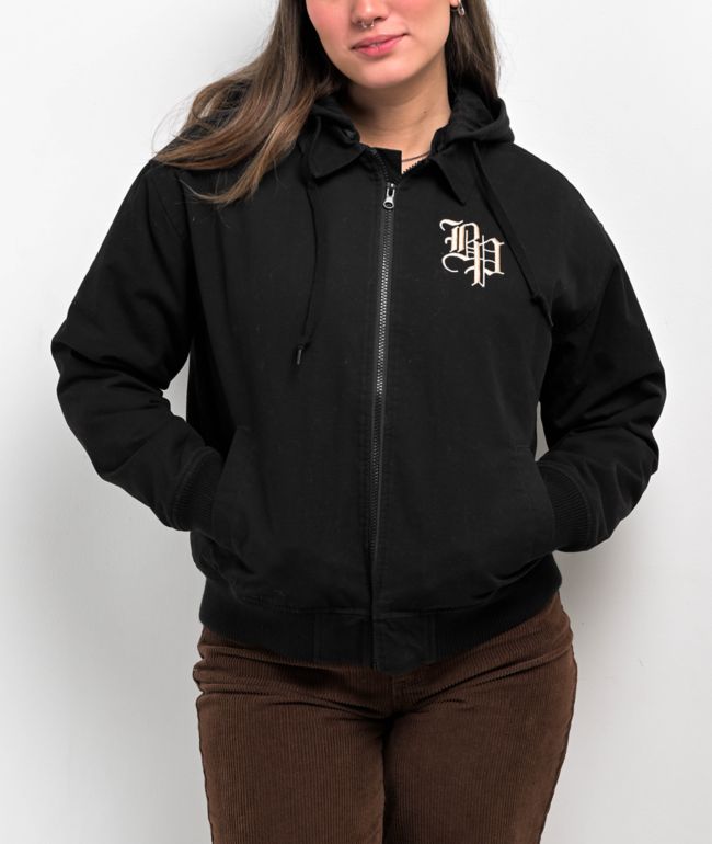 Broken Promises Lock Up Black Hooded Work Jacket - thumbnail 3